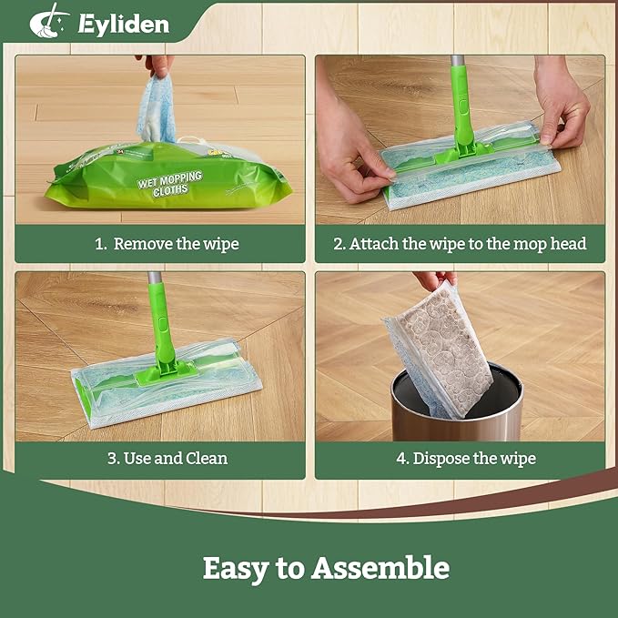 Eyliden 24-Count Disposable Wet Mop Pads Refills, Pre-Moistened - Image 7