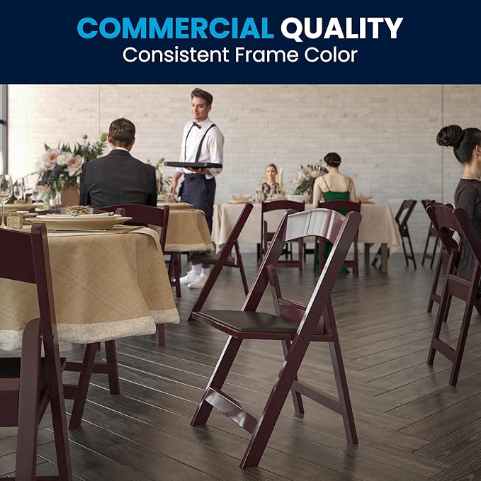 Flash Furniture Hercules™ Series Folding Chair - Red Mahogany Resin – 1000LB Weight Capacity Comfortable Event Chair - Light Weight Folding Chair - Image 7