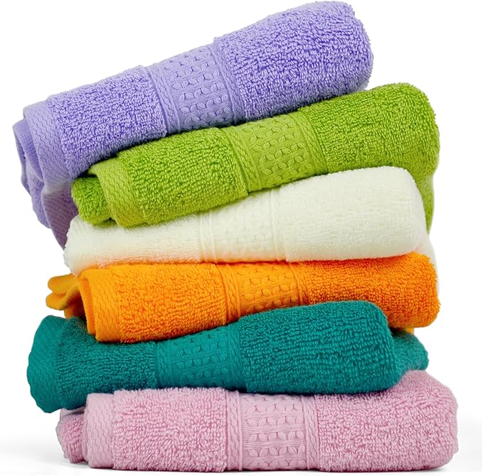Cleanbear 6 Pack Hand Towels for Bathroom, 100% Cotton Absorbent Face Towels by Cleanbear
