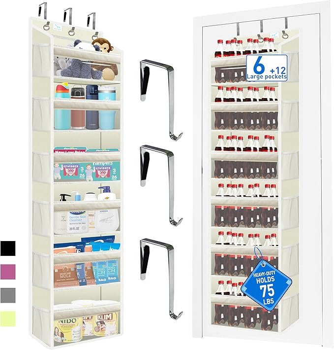 over the door organizer, Solid Bamboo Board 6-Tier Heavy Duty 75LB, 12 Side by Zebricolo