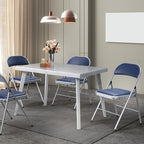 VINGLI 8 Pack Folding Chairs with Padded Seats, Metal Frame with Pu Leather Seat & Back, Capacity 350 lbs, Blue - Image 2