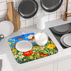 Floral Dish Drying Mat for Kitchen Counter 16x18 Spring Summer Theme Colorful - Image 6