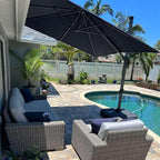 PURPLE LEAF 8 Feet Square Cantilever Umbrella Patio Umbrella with Base Outdoor Umbrella Aluminum Offset with 360-degree Rotation for Garden Deck Pool Patio, Grey - Image 3
