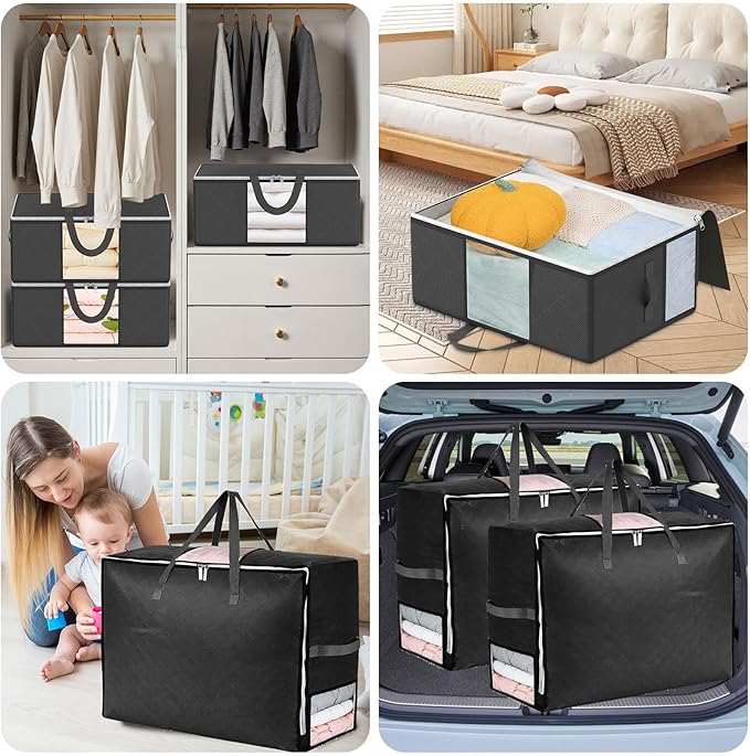 4Pack 105L Extra Large Blanket Comforter Storage Bags, Foldable Storage Bags - Image 4