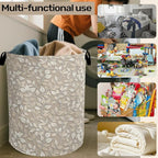 Beige Leaves Modern Laundry Basket - Image 6