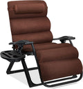Best Choice Products Oversized Zero Gravity Chair, Folding Outdoor Patio Recliner, XL Anti Gravity Lounger w/Removable Cushion, Cup Holder, Side Tray, 350lb Capacity - Woodland Brown by BestChoiceProducts