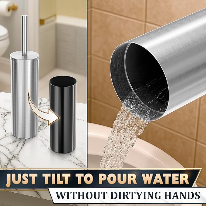 Stylish Stainless Steel Toilet Brush and Holder Set - Image 8