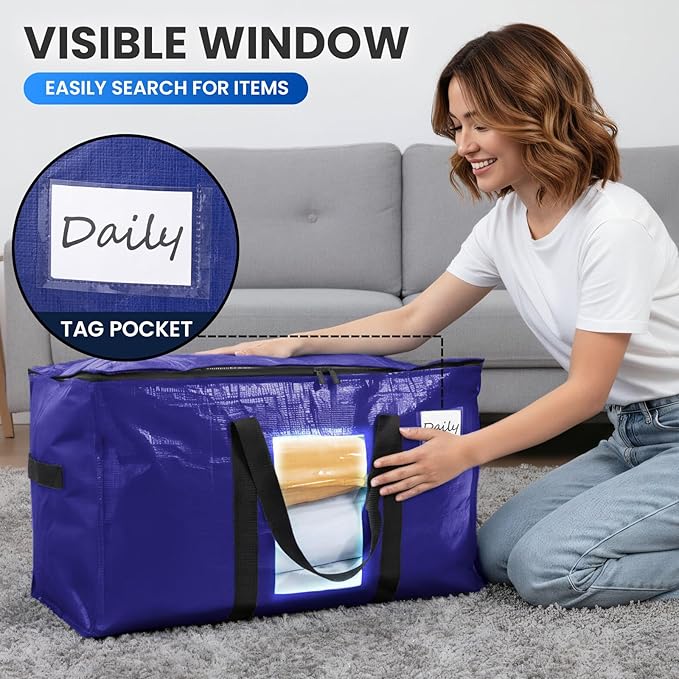 TAILI 4 Pack Dark Blue Extra Large Moving Bags, Heavy Duty Totes - Image 5