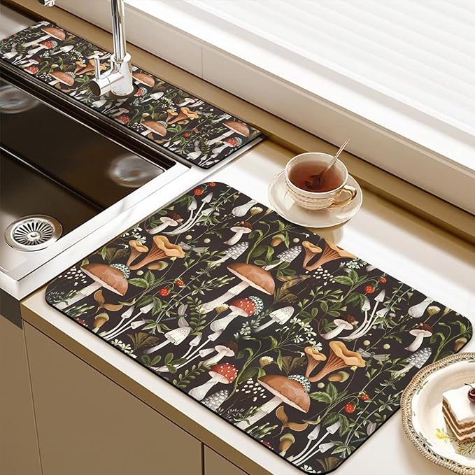19.5" x 12" Dish Drying Mat & 24" x 5.5" Sink Splash Guard, Super Absorbent by BathtubMat