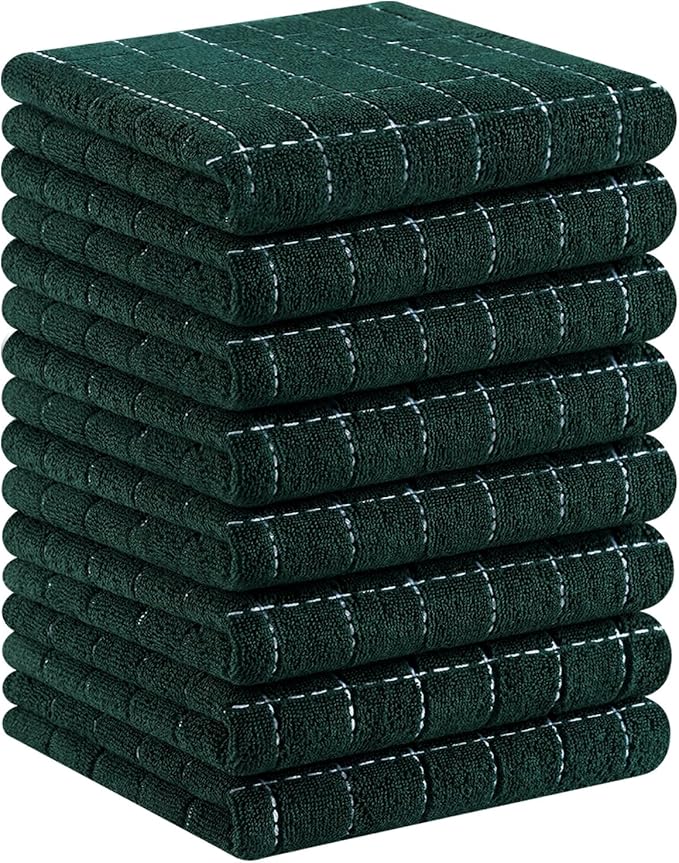 Homaxy 100% Cotton Terry Kitchen Towels, Checkered Designed, Soft and Super by Homaxy