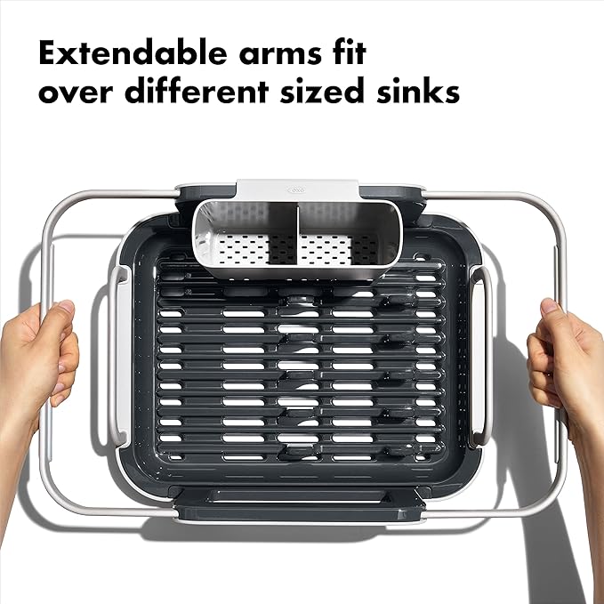 OXO Good Grips Extendable Over-The-Sink Aluminum Drying Dish Rack - Image 2