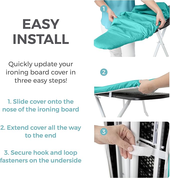 HOME GENIE Ironing Board Cover, Extra Thick Padding, Scorch Resistant Silicone - Image 7