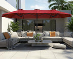 SUPERJARE 13FT Outdoor Umbrella for Patio, Double sided Pool Umbrellas with Fade Resistant Canopy, Large Table Umbrella for Deck, Market, Backyard - Burgundy - Image 2