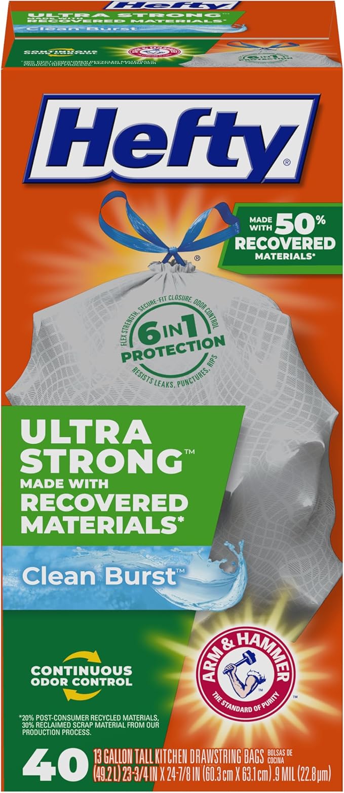 Hefty Ultra Strong Made with 50% Recovered Materials* Tall Kitchen Trash Bags by Hefty