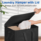 Slim Laundry Hamper with Lid and Wheels, Small Rolling Laundry Basket with - Image 3