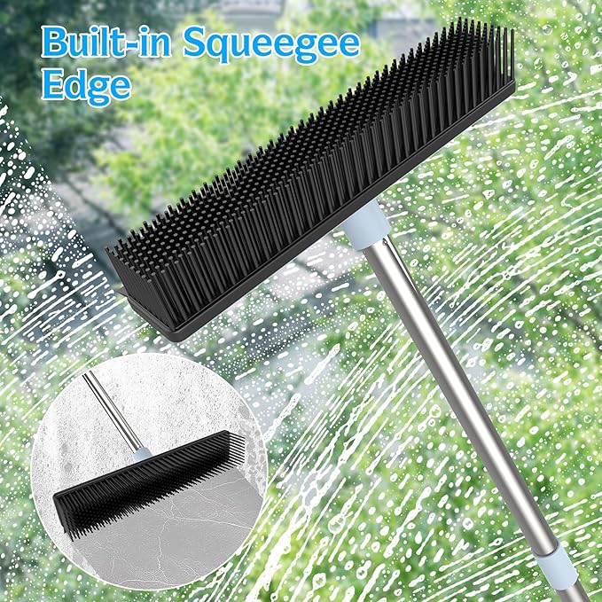 Rubber Broom Carpet Rake for Pet Hair Removal, Dog Hair Broom - Image 7