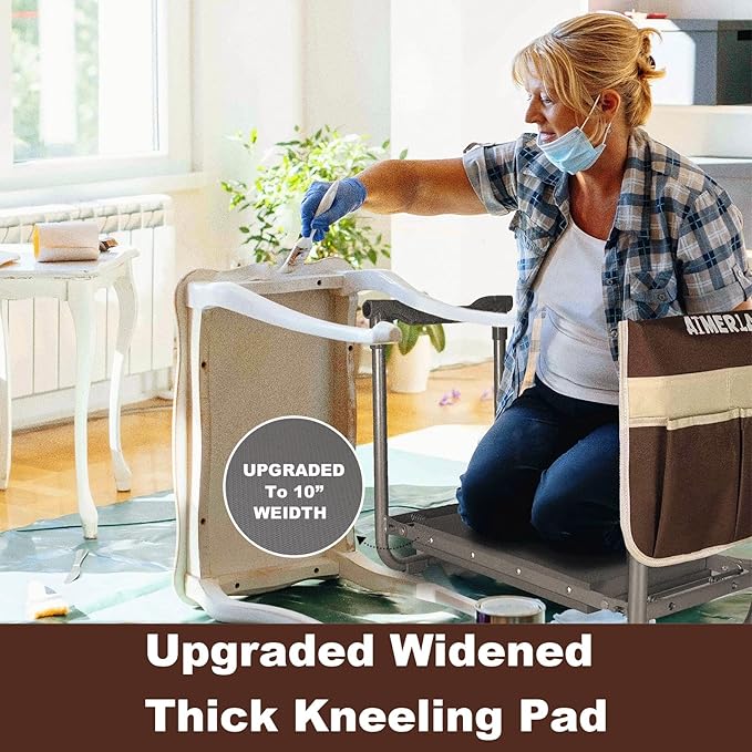 Aimerla Foldable Garden Kneeler Seat Heavy Duty [Upgraded Widened Thick Kneeling Pad] Garden Stool with Large Garden Tool Bags with Pockets - Portable Garden Bench Gardening Gifts for Parents - Image 3