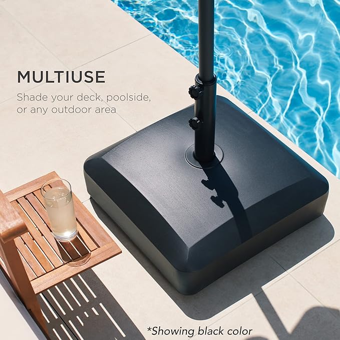Best Choice Products 123lb Capacity Fillable Mobile Umbrella Base Heavy Duty Market Stand for Patio, Deck, Poolside w/ 4 Wheels, 2 Locks, 2 Knobs, Wind-Resistant Design - Bronze - Image 5