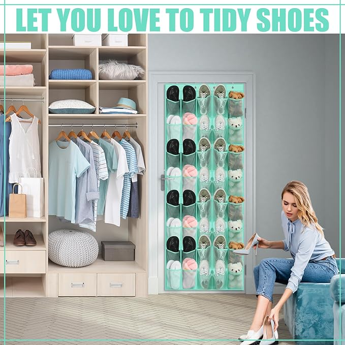 Windyun 40 over the Door Shoe Organizer Large Mesh Pocket Hanging Shoe Rack - Image 5