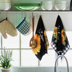 Bencailor 4 Pcs Sunflower Kitchen Towels Summer Black and White Tea Towels - Image 2