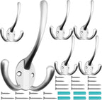IBosins 6 Pack Big Heavy Duty Three Prongs Coat Hooks Wall Mounted by IBosins