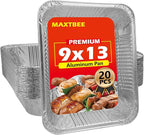9x13 Aluminum Foil Pans, 20 Pack Disposable Trays Half Size Heavy Duty Tin Pans by Unknown