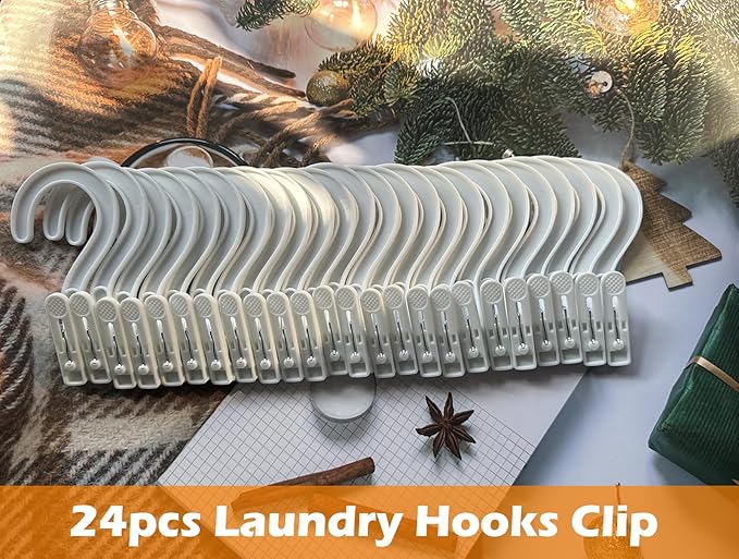 24pcs Laundry Hooks Clip Plastic Clothes Hangers Pins Super Strong Hanger Clips - Image 7