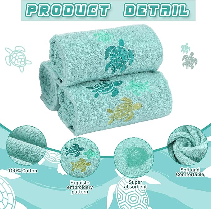 3 Pack Sea Turtle Coastal Hand Towels - Image 3