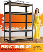 AOARGG Set of 2 Garage Shelving Heavy Duty Storage Shelves, Metal Adjustable Shelving Unit, Utility Garage Organizer Shelf for Basement, Pantry, Kitchen, Warehouse, 19.7" Dx45.6 Wx78 H, Black - Image 3