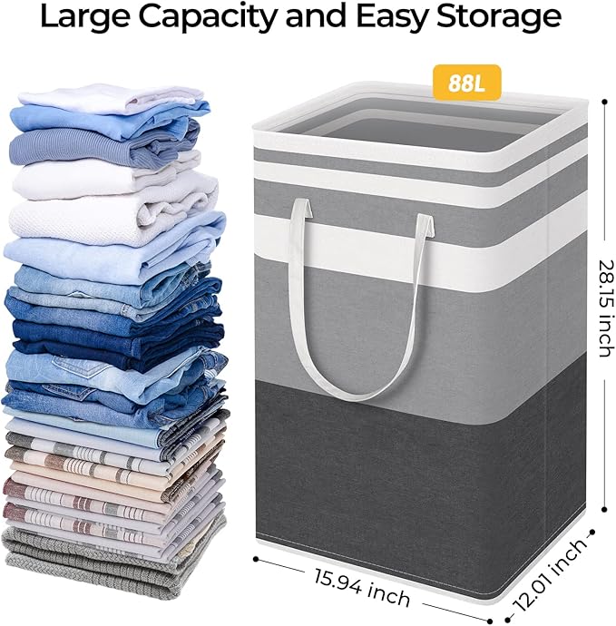 HomeHacks Large Laundry Basket, Waterproof, Freestanding Laundry Hamper - Image 4
