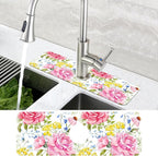 Watercolor Light Pink Floral Dish Drying Mat - Image 4