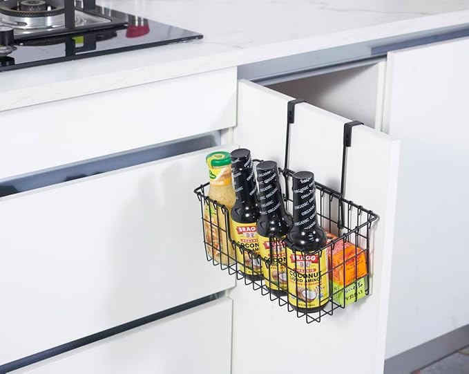 Wire Storage Basket 2 Packs, Wall Mounted Kitchen Bathroom, Hanging Cabinet - Image 8