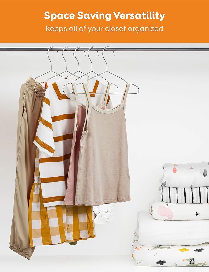 Baby Hangers, 50 Pack Stainless Steel 12.6 Inch Heavy Duty Non-Slip Space - Image 5