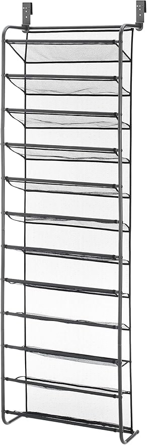 Whitmor 36 Pair Over-The-Door Rack-Gunmetal Gray Shoe Organizer - Image 2