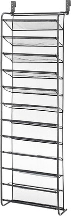 Whitmor 36 Pair Over-The-Door Rack-Gunmetal Gray Shoe Organizer - Image 2