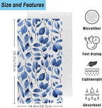 Blue Eucalyptus Leaves Bathroom Hand Towel Set of 2, Watercolor Botanical Plant - Image 2