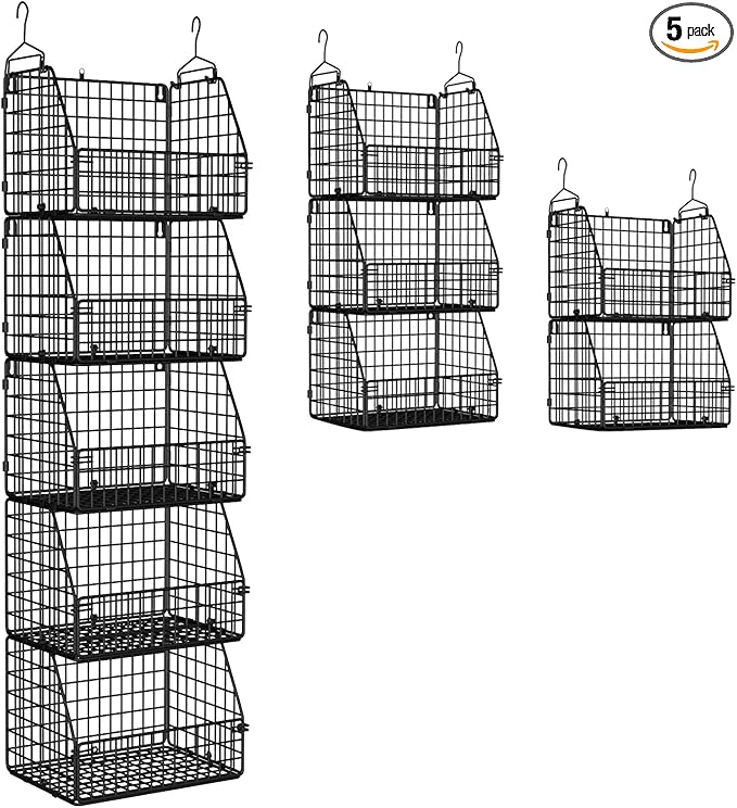 Stackable Wire Storage Baskets for Kitchen Closet Pantry, Hanging Closet by PUPPYCUTE