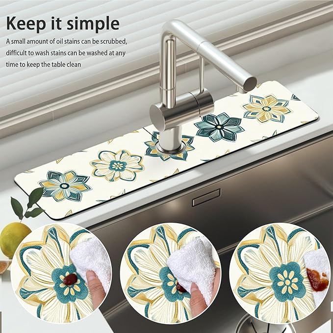 Bimkole 2 PCS Faucet Absorbent Mat, Kitchen Faucet Sink Splash Guard Wraparound - Image 5