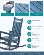 SERWALL Oversized Rocking Chair, Outdoor Rocking Chair for Adults, All Weather Resistant Porch Rocker for Lawn Garden, Blue - Image 4
