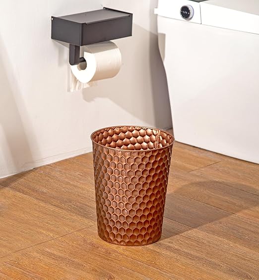 Small Metal Trash Can Wastebasket, Decorative Honeycomb Garbage Can Waste Basket - Image 3