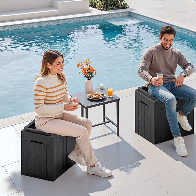 Devoko 30 Gallon Resin Deck Box 2 Pack Outdoor Indoor Waterproof Storage Box for Patio Furniture Pool Accessories Storage for Cushion Garden Tools (Black, 2 Pack) - Image 5