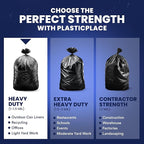 Plasticplace 55-60 Gallon Trash Bags │ 1.0 Mil │ Black Heavy Duty Garbage Can - Image 6