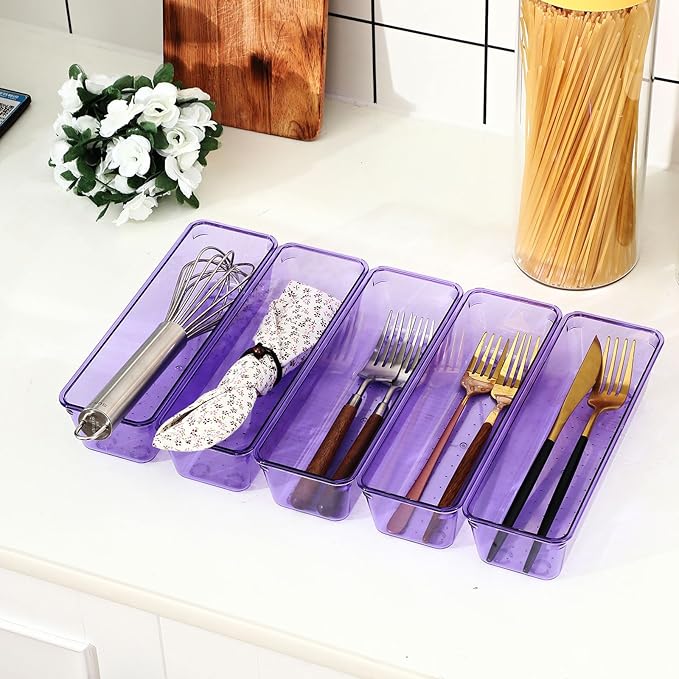 Maitys 12 Pcs Clear Drawer Organizer 9 x 3 x 2 Inches Plastic Rectangle Trays - Image 3
