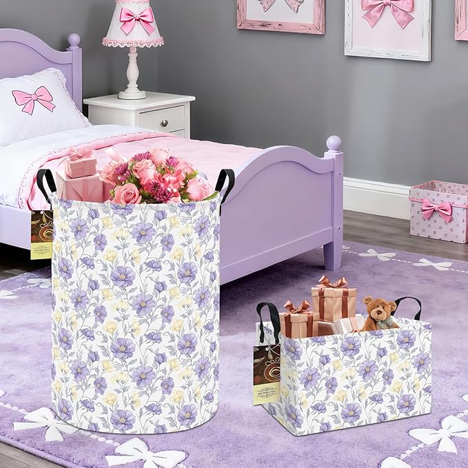 HUNRUNG Laundry Hamper, Large Canvas Fabric Lightweight Storage Basket Toy - Image 6