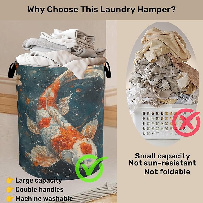 Japanese Style Fish Laundry Basket - Image 3