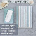 VOOVA & MOVAS 3PCS Bathroom Towels, 100% Cotton, Quick Dry, 1 Stripe Bath - Image 3