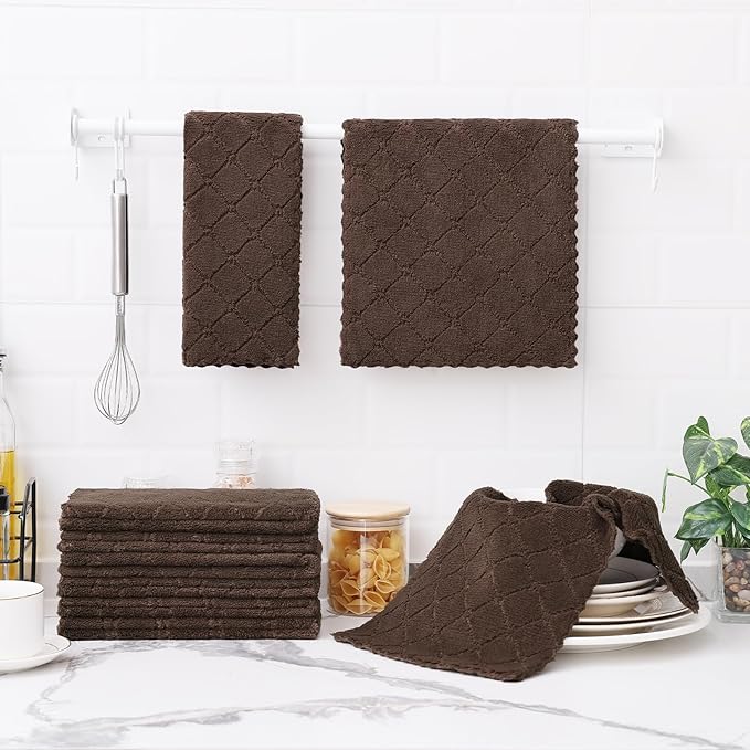 Homaxy 12 Pack Dish Towels for Kitchen, Super Soft and Absorbent Coral Velvet - Image 6