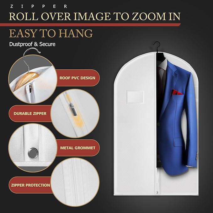 40-inch Garment Bags for Travel, Garment Bags for Hanging Clothes - Image 2