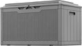 Greesum 100 Gallon Resin Deck Box Large Outdoor Storage with Cushions for Patio Furniture, Garden Tools, Pool Supplies, Weatherproof and UV Resistant, Lockable,Gray by BuynowfromGreesum