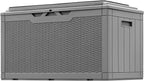 Greesum 100 Gallon Resin Deck Box Large Outdoor Storage with Cushions for Patio Furniture, Garden Tools, Pool Supplies, Weatherproof and UV Resistant, Lockable,Gray by BuynowfromGreesum